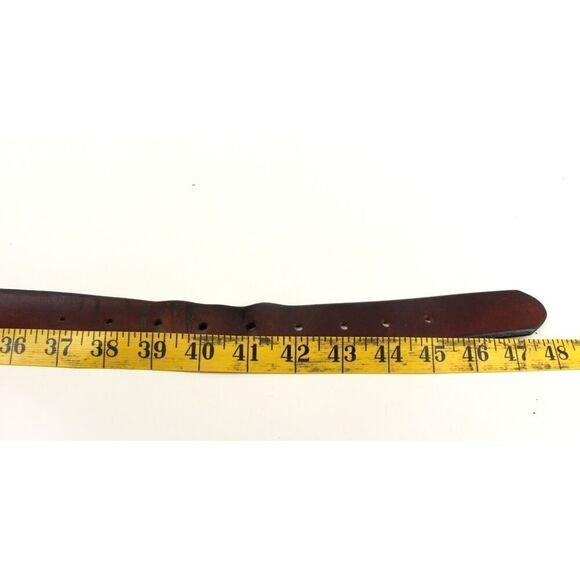 HANDCRAFTED BROWN GENUINE LEATHER 1 1/8"Wd CASUAL DRESS MEN'S BELT Sz 42 (E37 - Picture 11 of 15